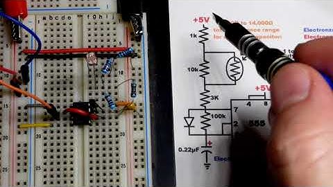 SG90 servo position set with light dependent resistor LDR and 555 timer circuit schematic