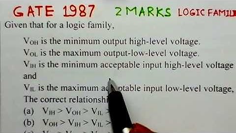 Video Solution to GATE ECE-1987 Problem-Logic Families(I Problem)