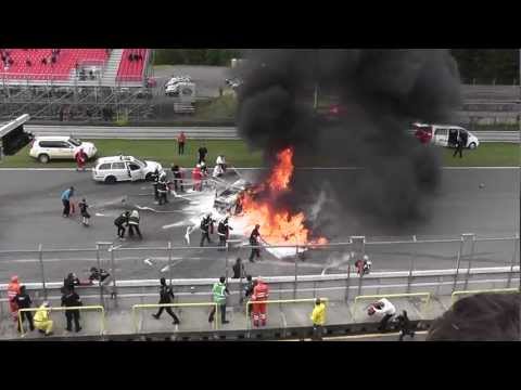 FIA GT Brno Lamborghini Gallardo Super Trofeo LP 560-4 crash .mpg