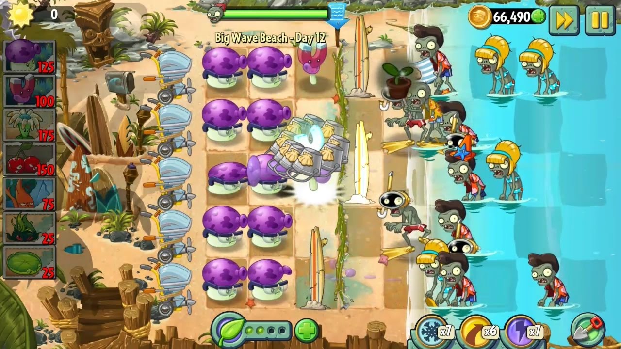 Plants vs Zombies 2 Big Wave Beach - Day 12 || Gameplay Walkthrough ...