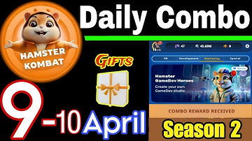Hamster Kombat GameDev Heroes 🎮| 9-10 April Daily Combo 🧩 Season 2