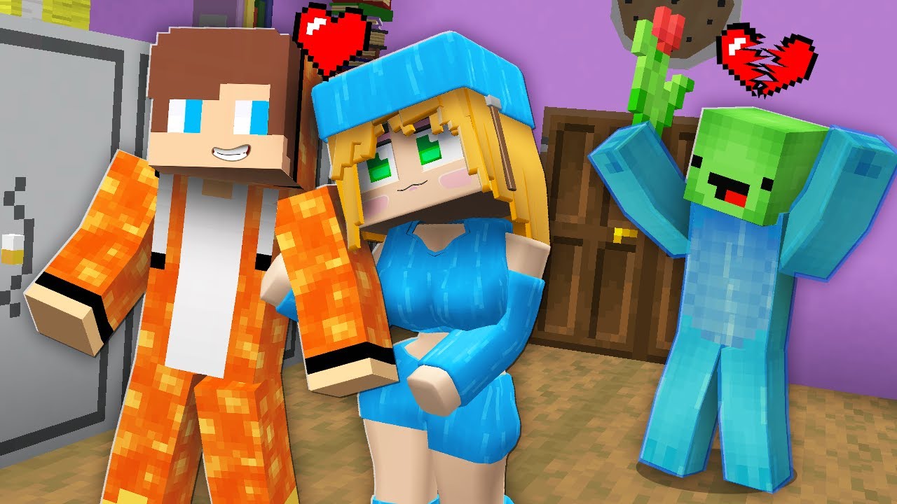 WATER GIRL LOVES LAVA JJ? WATER MIKEY is SHOCKED in Minecraft - Maizen