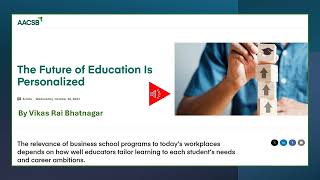 AACSB Article Deep Dive Podcast: Personalized Education by Dr Vikas Rai Bhatnagar
