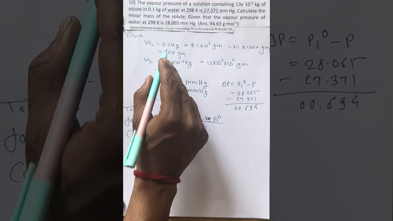 Solution Problem-10 ( Lowering of vapour pressure)