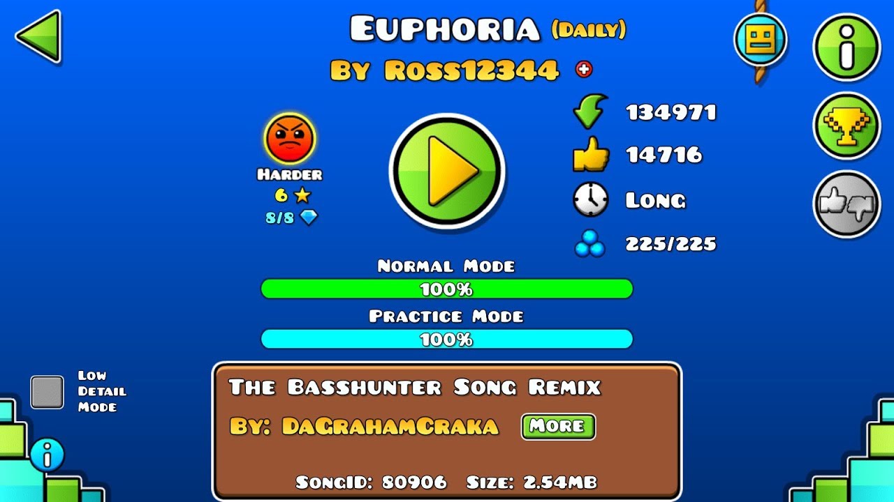 Geometry dash 2.1.1 (Дневной) - Euphoria (100% ВСЕ КОИНЫ) by Ross12344