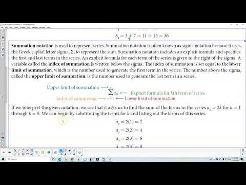 Math 10 9.4 Using Summation Notation