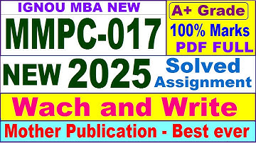 MMPC 017 solved assignment 2025 in English || mmpc 017 solved assignment 2025 || ignou mmpc017 2025