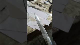 Damascus switch blade Red mircata handle