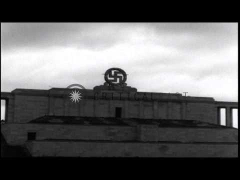 German Swastika Emblem Is Demolished At Zeppelinfeld In Nurnberg,Germany. Hd Stock Footage
