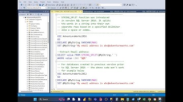 SQL use STRING_SPLIT Function to extract Email Address and set COMPATIBILITY Level