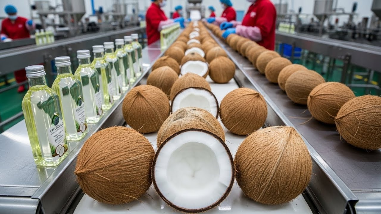 Inside The Modern Coconut Oil Factory: From Hard Shell To Coconut Oil (Full Process)