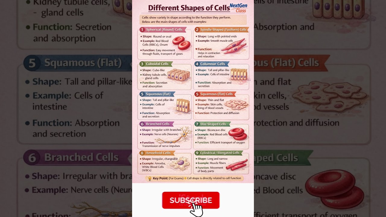Formation of Different Shapes of Cells | Cell Structure & Function Explained