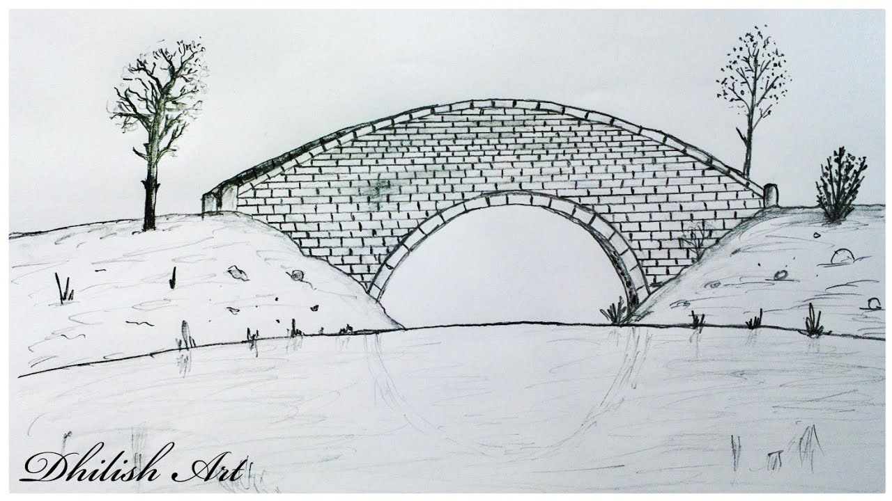 Sketches of old wooden bridge Drawing with pencil  Stock Illustration  90510680  PIXTA