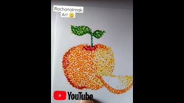 Learn to draw apple in the style of pointillism ||pen dot ||Stippling art ||#short