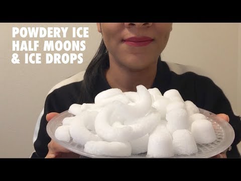 ASMR POWDERY ICE HALF MOONS AND ICE DROPS SOFT CRUNCH
