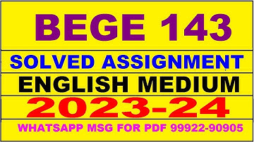 bege 143 solved assignment 2023-24 | bege 143 solved assignment in english 2024 | bege 143 2024