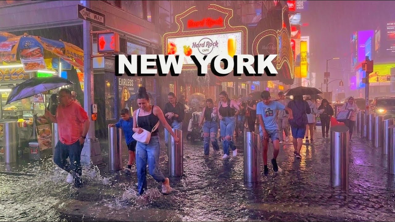 Heavy Rain in New York City Flash Flood & Intense Rain Walk ASMR for ...