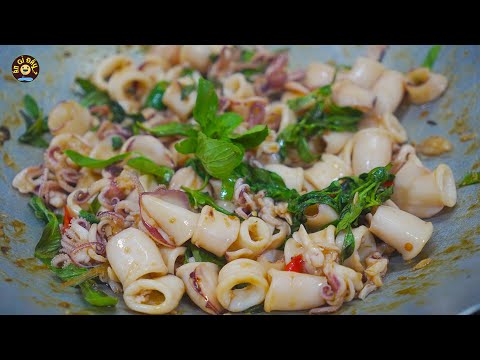 Video Mực Xào Lá Quế Giòn Ngon Hấp Dẫn | Món Ngon Đãi Khách - youtube