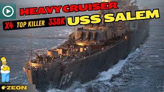🇺🇸🏆Mighty cruiser USS Salem🔥338k🔥x4 #worldofwarships