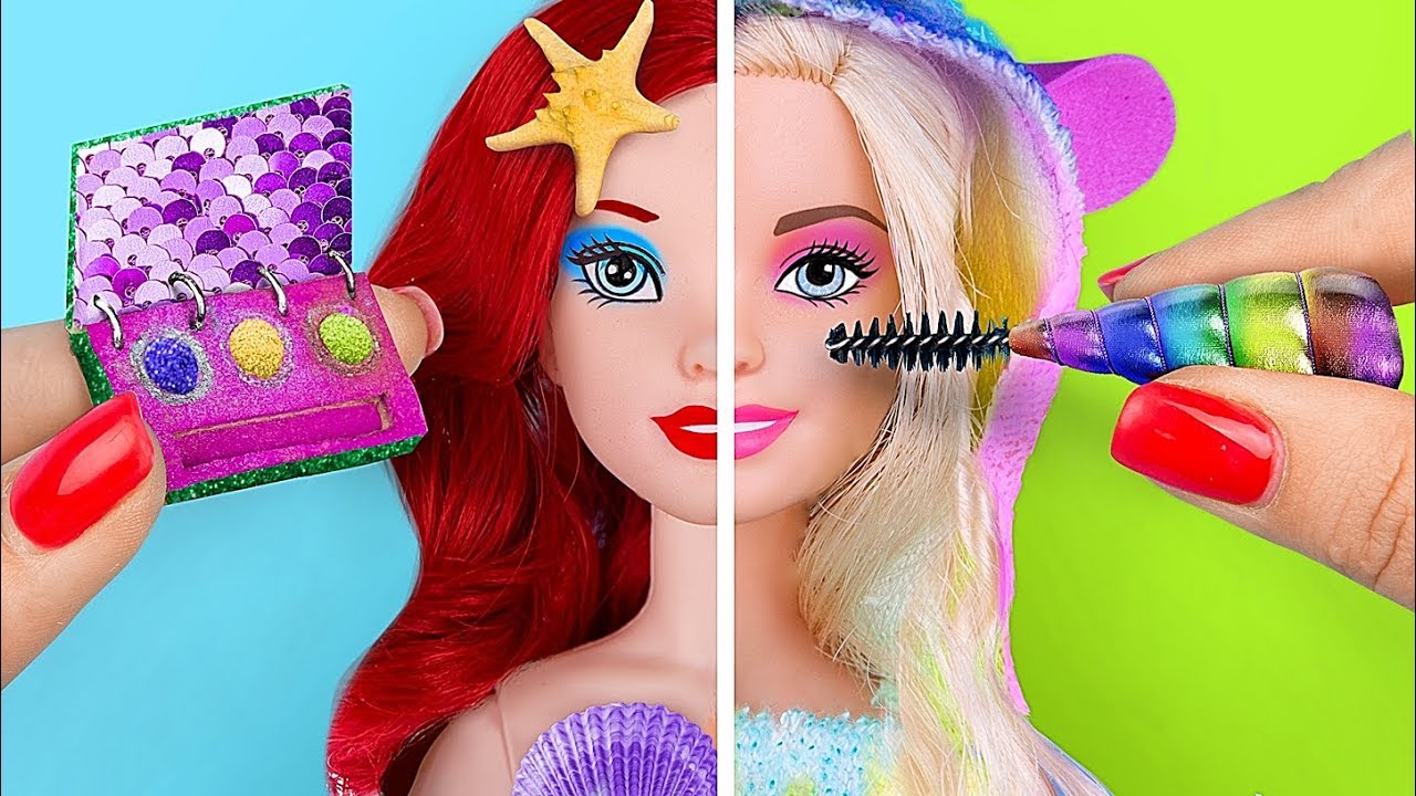 12 DIY MAQUIAGEM EM MINIATURA QUE FUNCIONAM / ARTESANATOS E TRUQUES COM A  BONECA BARBIE 