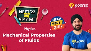 Mechanical Properties of Fluids | Menti Quiz | Physics | NEET 2022 | Jagjot Sir | Goprep NEET