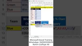 How to Find Winning Percentage by Formula in #Excel #shorts