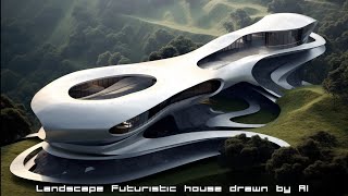 Landscape Futuristic house drawn by AI