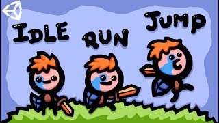 MAKING RUN, IDLE & JUMP 2D GAME ANIMATIONS  UNITY TUTORIAL