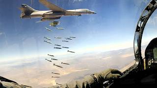 Massive US B-1 Bomber Dropping Bombs With Extreme Precision