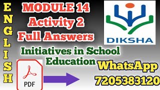 MODULE 14 Activity 2 For Teacher Leader full Answers in English NISHTHA Whatsapp 7205383120