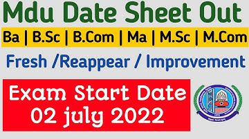 Mdu Exam Date sheet || Mdu Exams 2022 || mdu date sheet 2022 || Mdu exam latest date sheet 2022