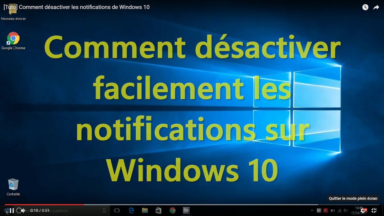 [Tuto] Comment désactiver les notifications de Windows 10 - YouTube