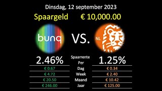 Spaarrente Bunq VS  ING Dinsdag, 12 september 2023