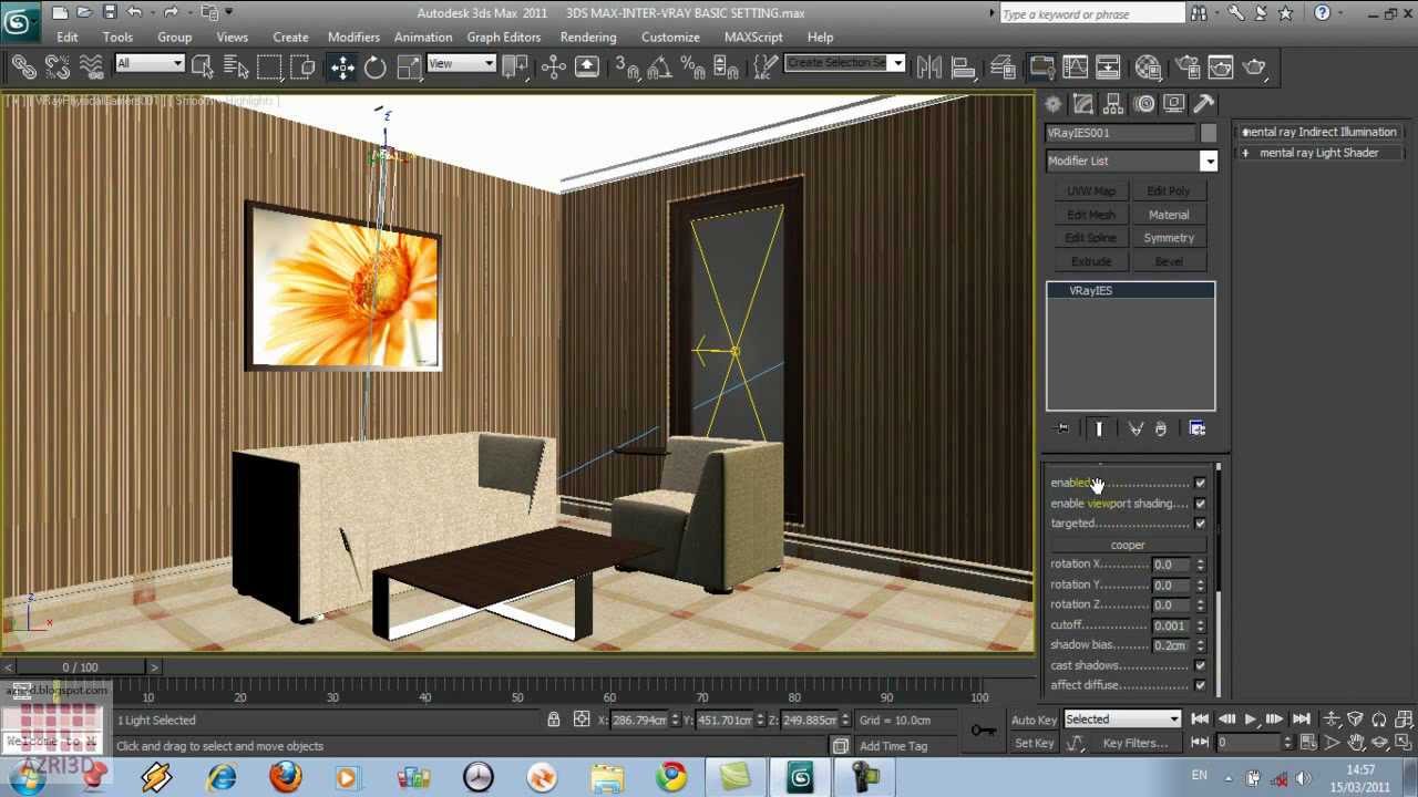 3DS MAX-Vray Light and Camera Setting for a Living Room - YouTube