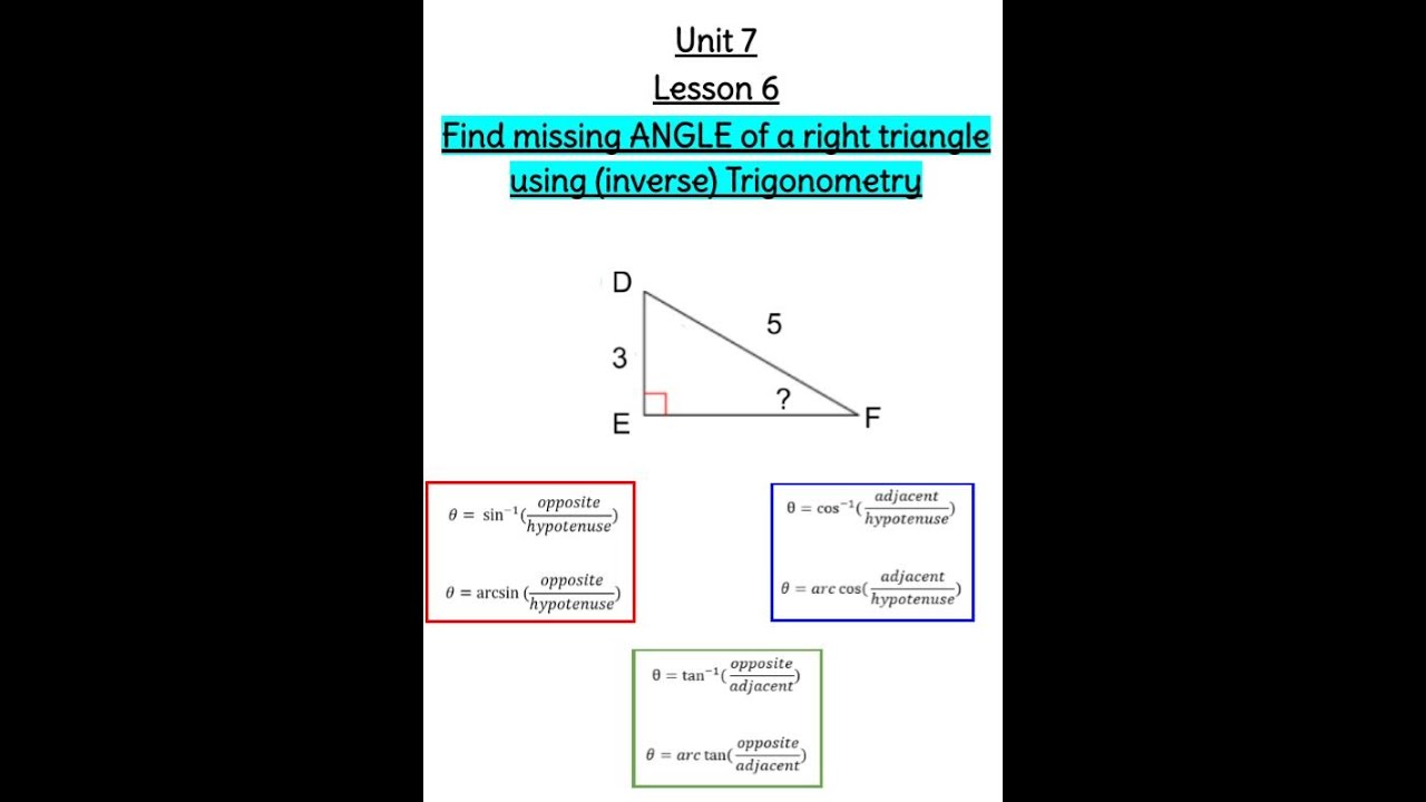 Lesson - Finding ANGLE using trigonometry - YouTube