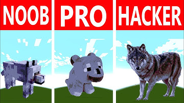 Pixel Art (NOOB vs PRO vs HACKER) wolf in Minecraft