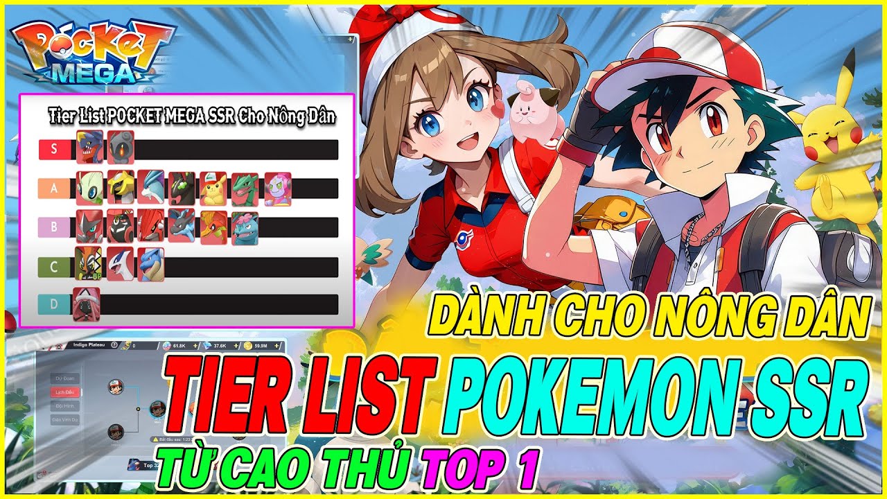tier list pokemon chuẩn Pocket Mega dành cho nông dân
