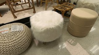 TARGET WHITE FAUX FUR FOOT STOOL OTTOMAN CLOSE UP LOOK SHOP WITH ME SHOPPING WALK AROUND