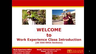 Work Experience Class Introduction Video- College of the Desert