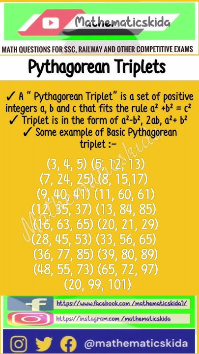 @MathematicsKida Pythagorean Triplets | Triplets | Pythagoras #viral # ...