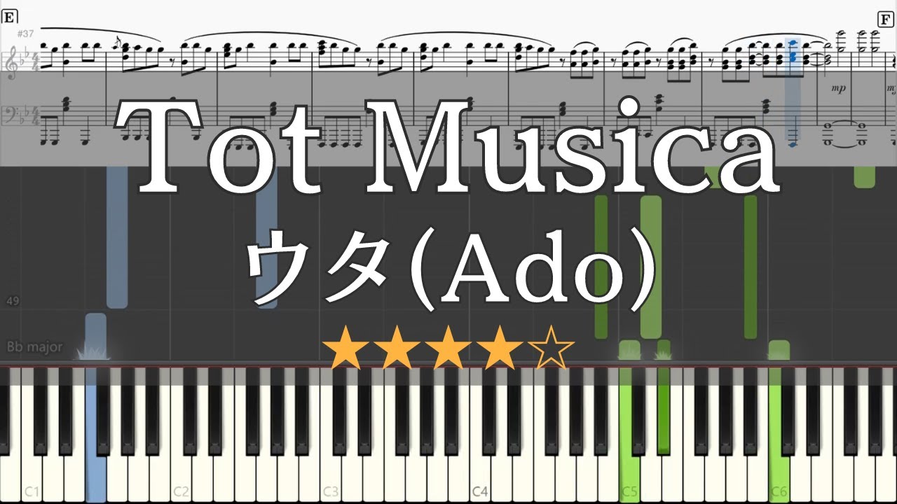 ピアノ 楽譜 Tot Musica ウタ From One Piece Film Red Ado Piano Tutorial W Score Youtube