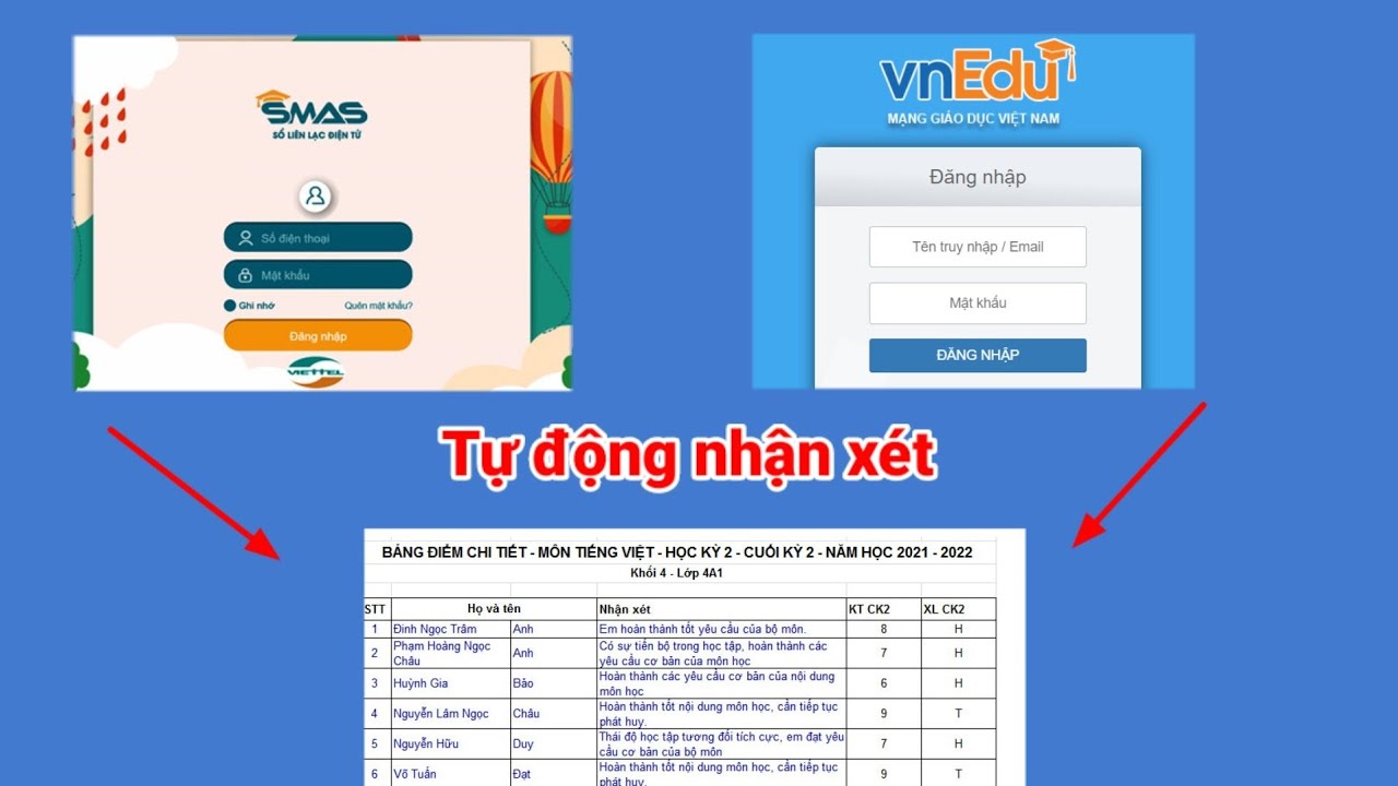 phần mềm tiện ích tự động nhận xét đánh giá học sinh tiểu học