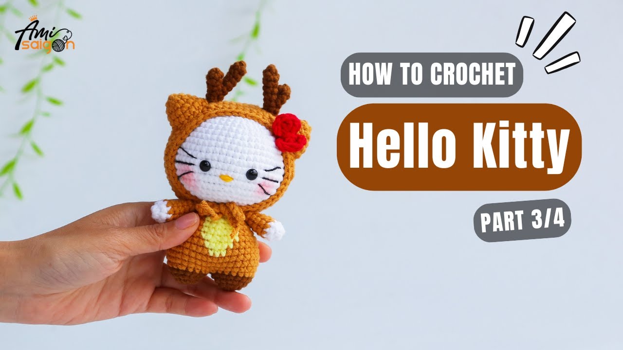 #944 | Hello Kitty In Reindeer Amigurumi (3/4) | How To Crochet Characters Amigurumi | @AmiSaigon