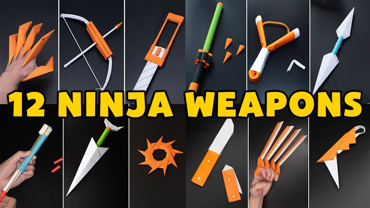 AMAZING! 12 ORIGAMI PAPER NINJA WEAPONS YouTube