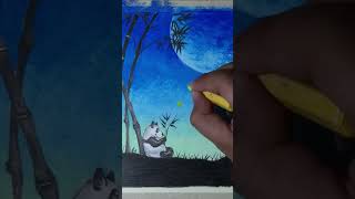 Oil Pastels Drawing | Cute Panda | Old VDO #23 #shorts #short #shortvideo