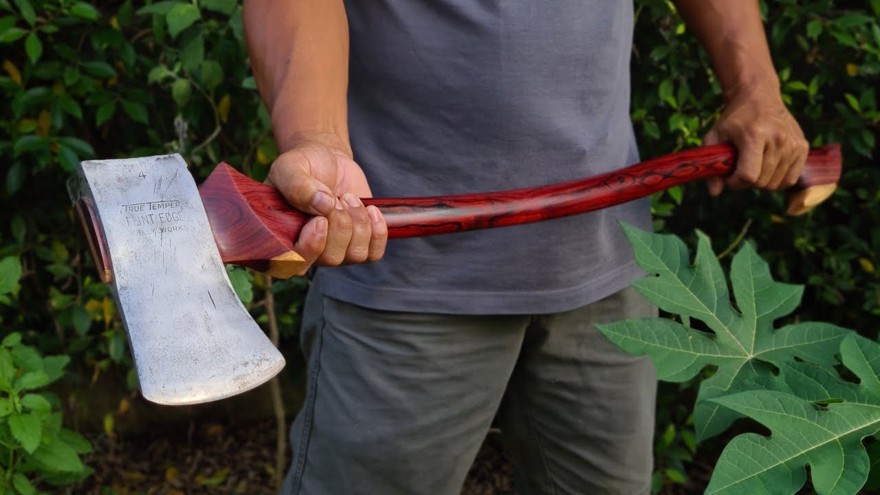 Making a Gorgeous Axe Handle From Rosewood [ True Temper Flint Edge Kelly works ] Woodworking