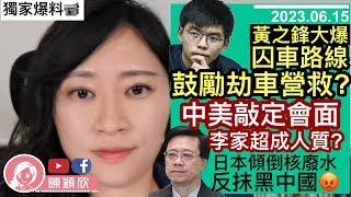 黃之鋒披露其囚車位置圖劫犯奸計？中美敲定會面，美國將李家超當人質？揭美國不敢跟中國開戰的原因之一！日本倒核廢水，反抹黑中國？穎欣一打二十，竟獲外媒中肯報道？︱陳穎欣｜2023.06.15