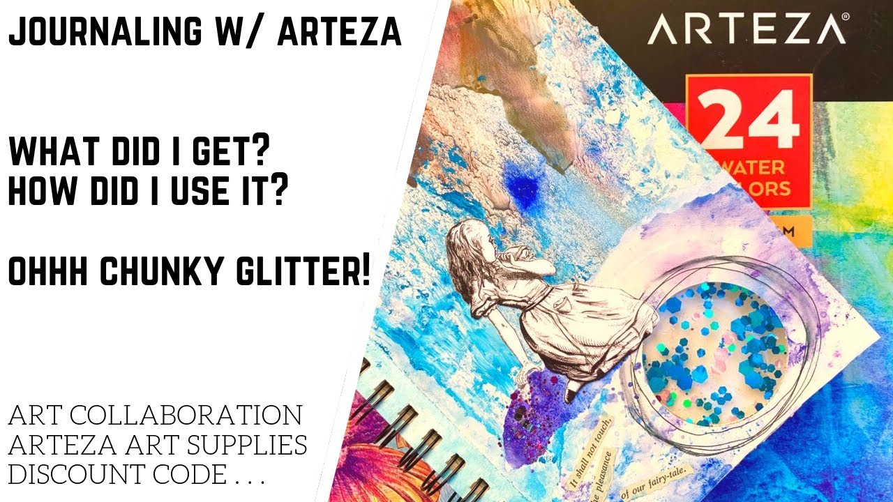 Art Journaling with Arteza Art Supplies: Chunky Glitter OH MY! - YouTube