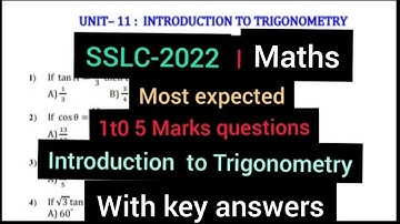 SSLC-2022 Maths Trigonometry important question with key answer/10th maths/ @smt.rekhabhaskar8721