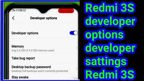 Redmi 3S developer options l developer sattings Redmi 3S